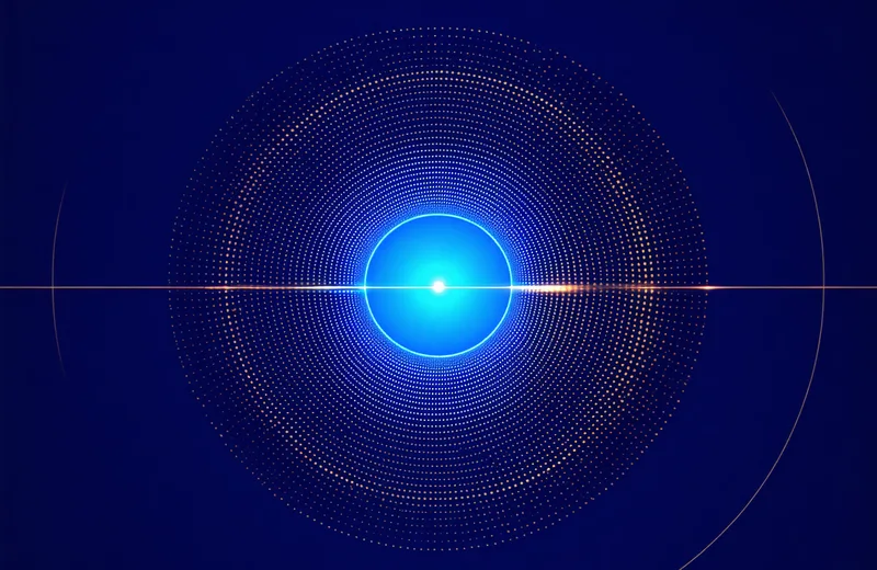 Abstract visualization of an early warning system detecting deal risk signals, radar-like pulse expanding outward on dark navy background